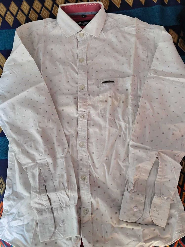 Men's White Printed Casual Shirt
