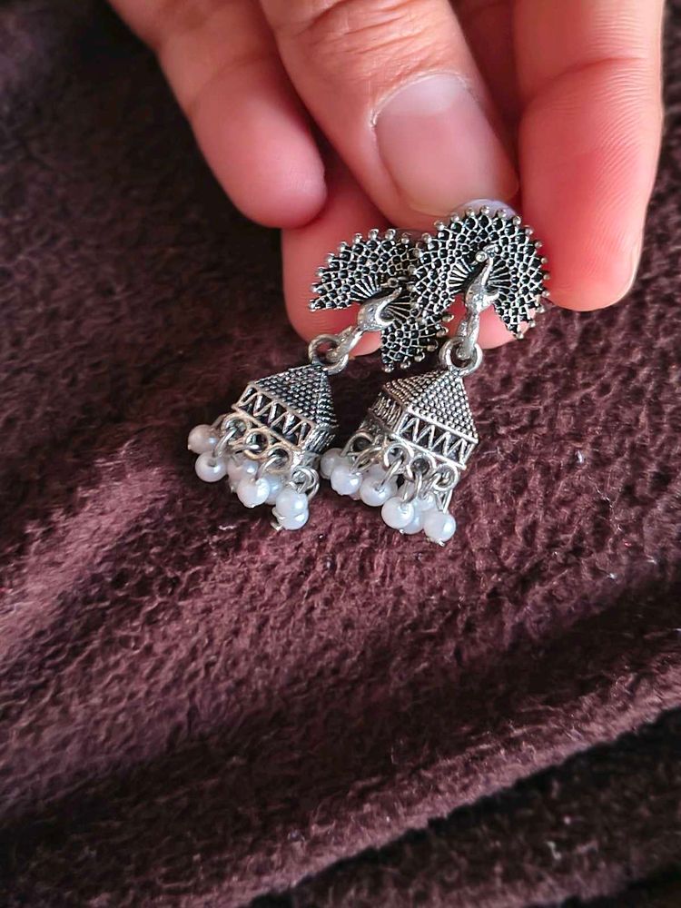 Silver Jhumka Earrings