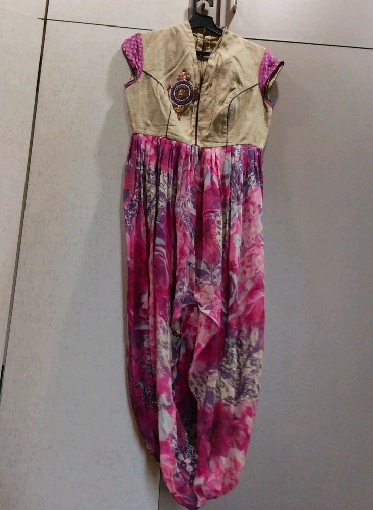 Vibrant Pink Dhoti Style Ethnic Dress