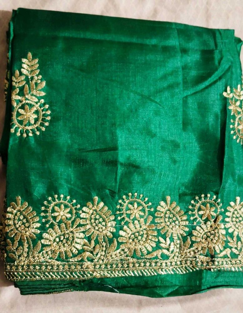 Elegant Emerald Green Saree