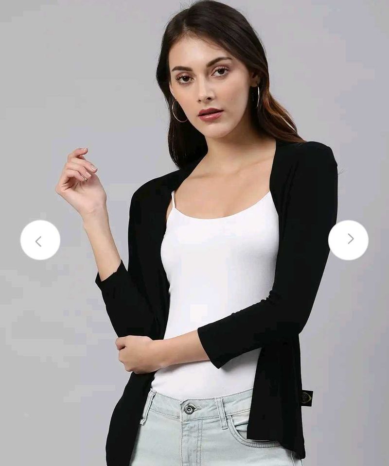 Stylish Black Shrug for Women with Pockets