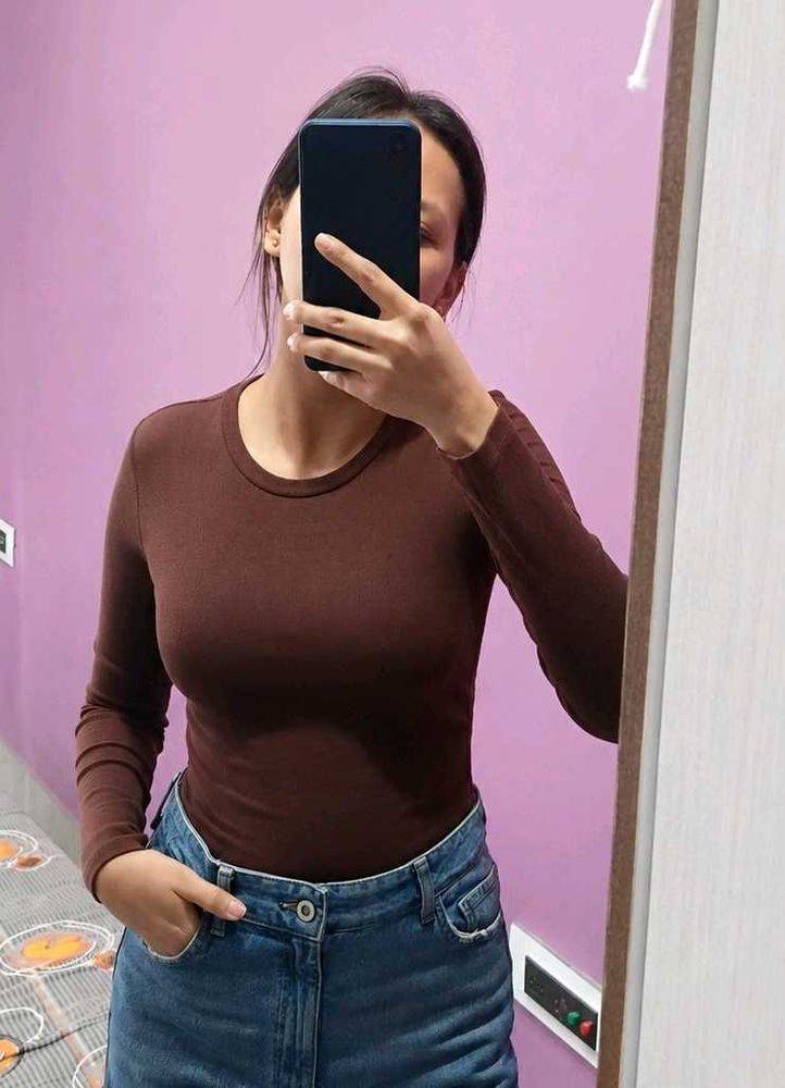 Brown Bodysuit (ribbed)