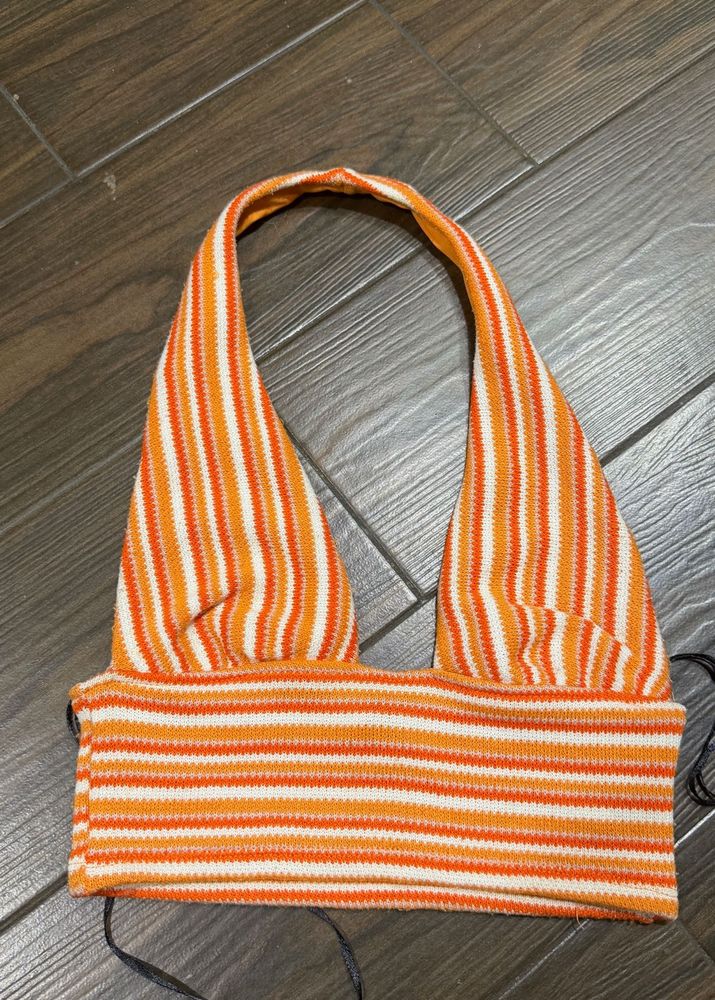 Striped Halter Crop Top