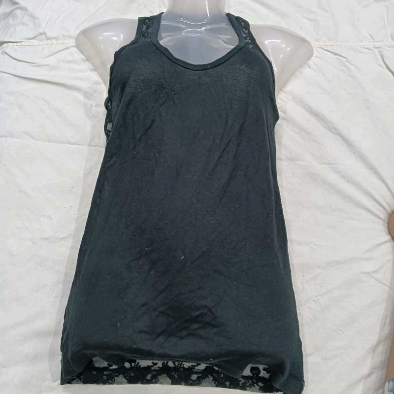 Black Lace👗 Trim Tank Top