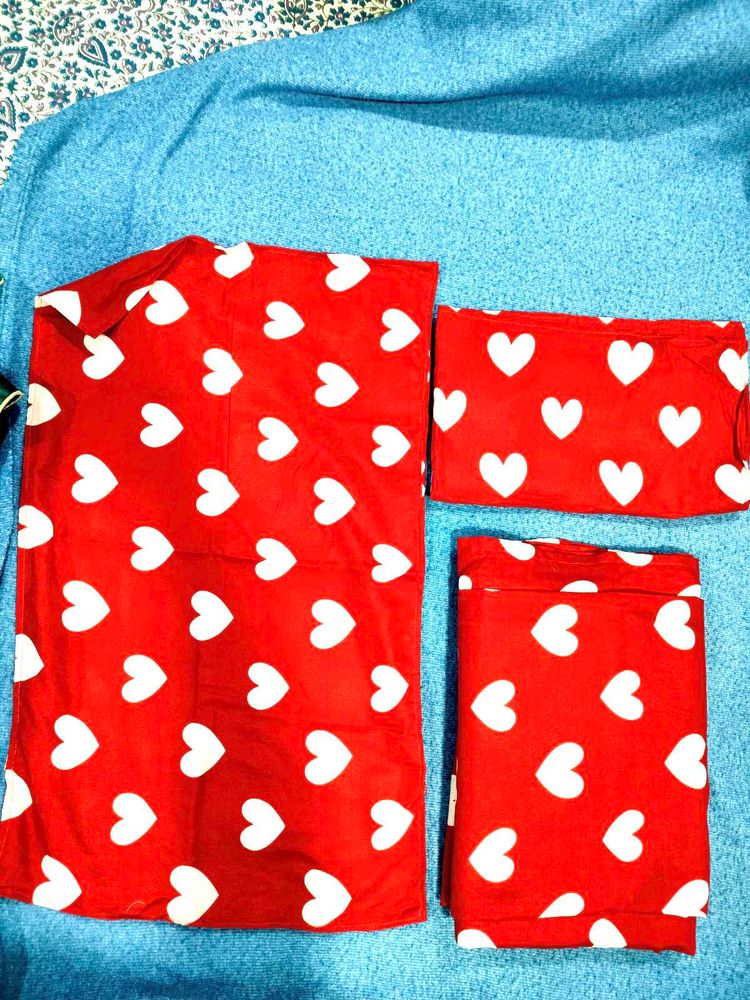 Cute Heart Print Double Bedsheet