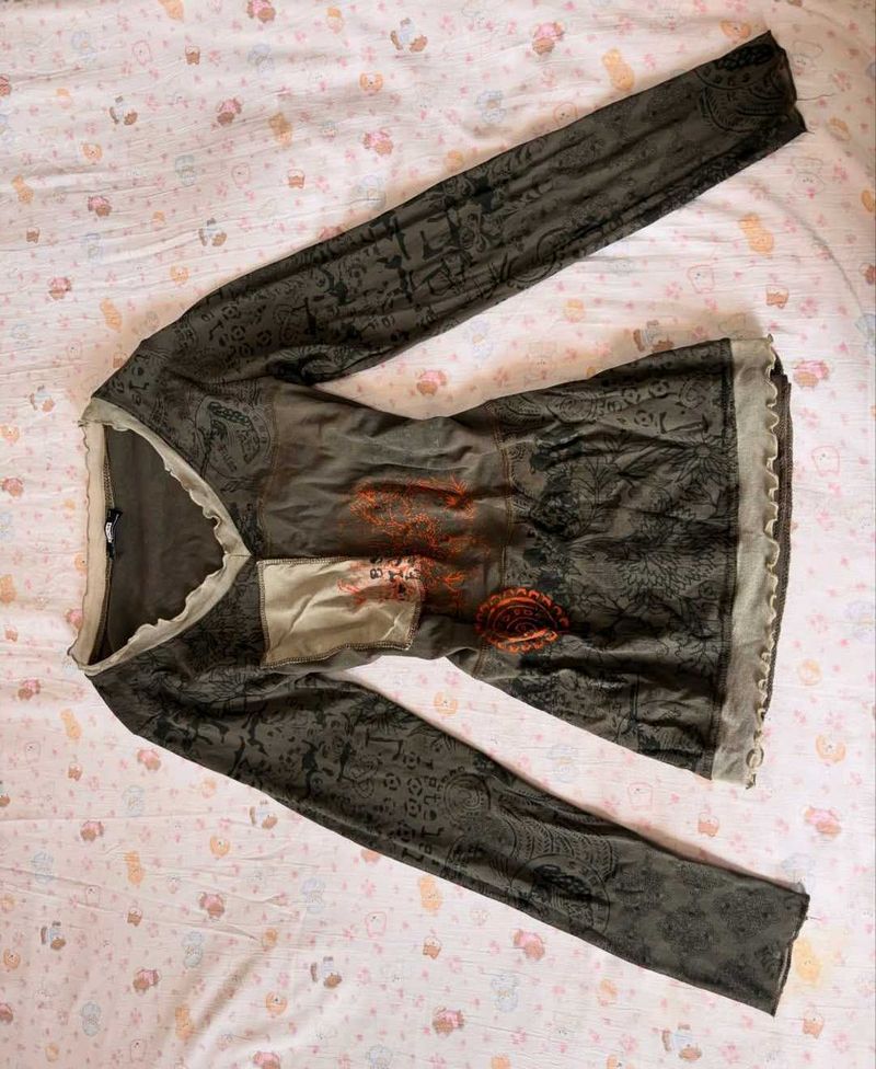 Unique Print Long Sleeve Top
