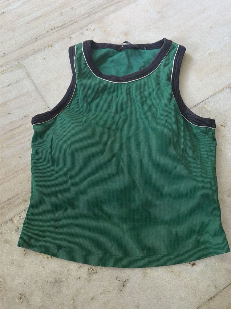 Green Ribbed Tank Top