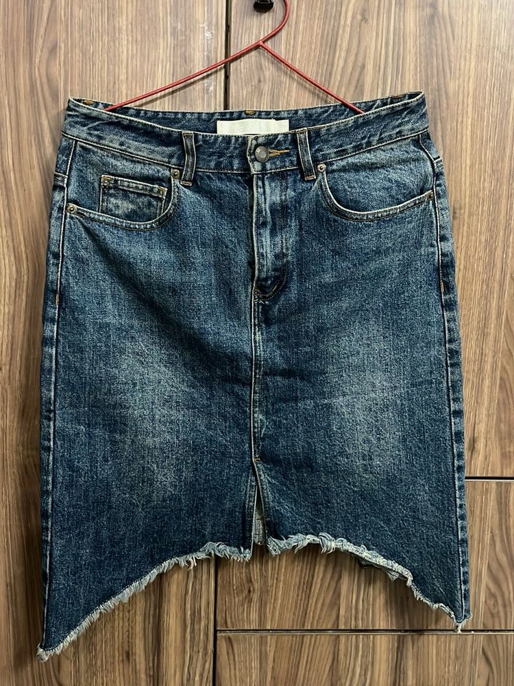 Y2K Denim Skirt | Asymmetrical Hem