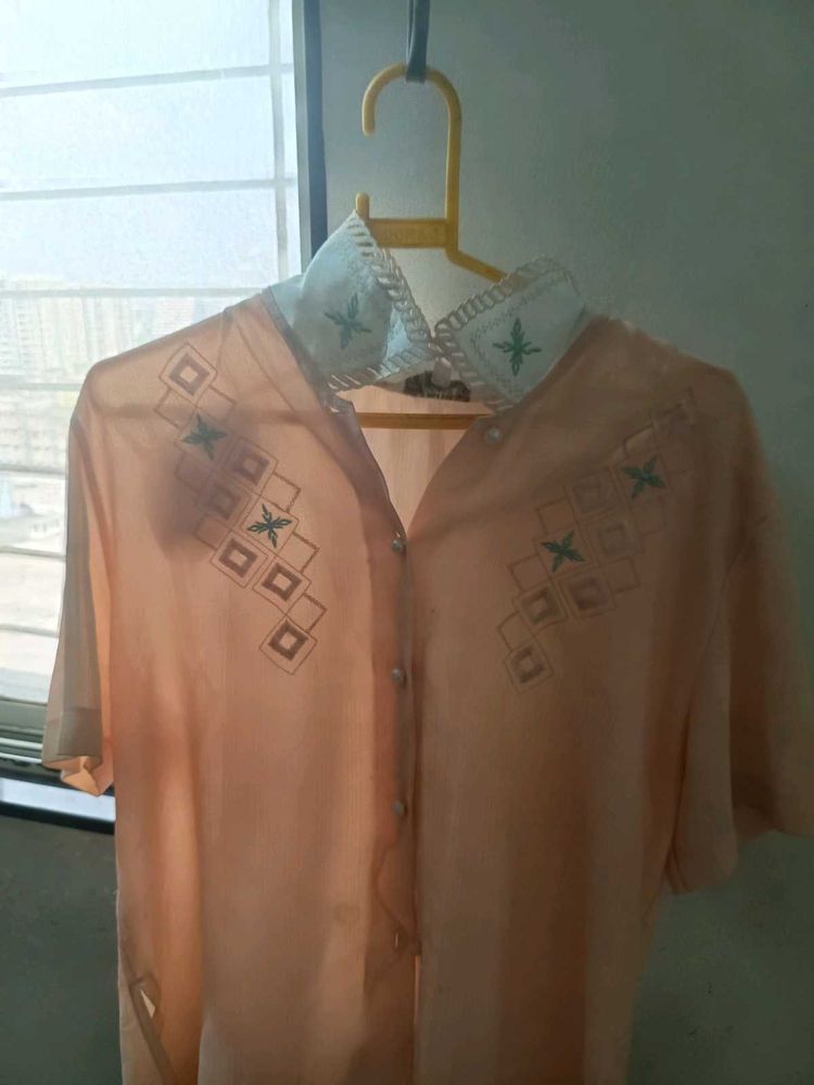 Peach Embroidered Kurta top
