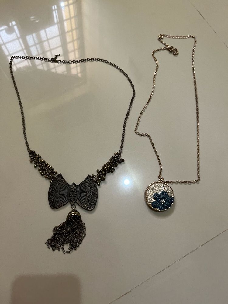 Chic Bow and Circle Pendants Necklaces