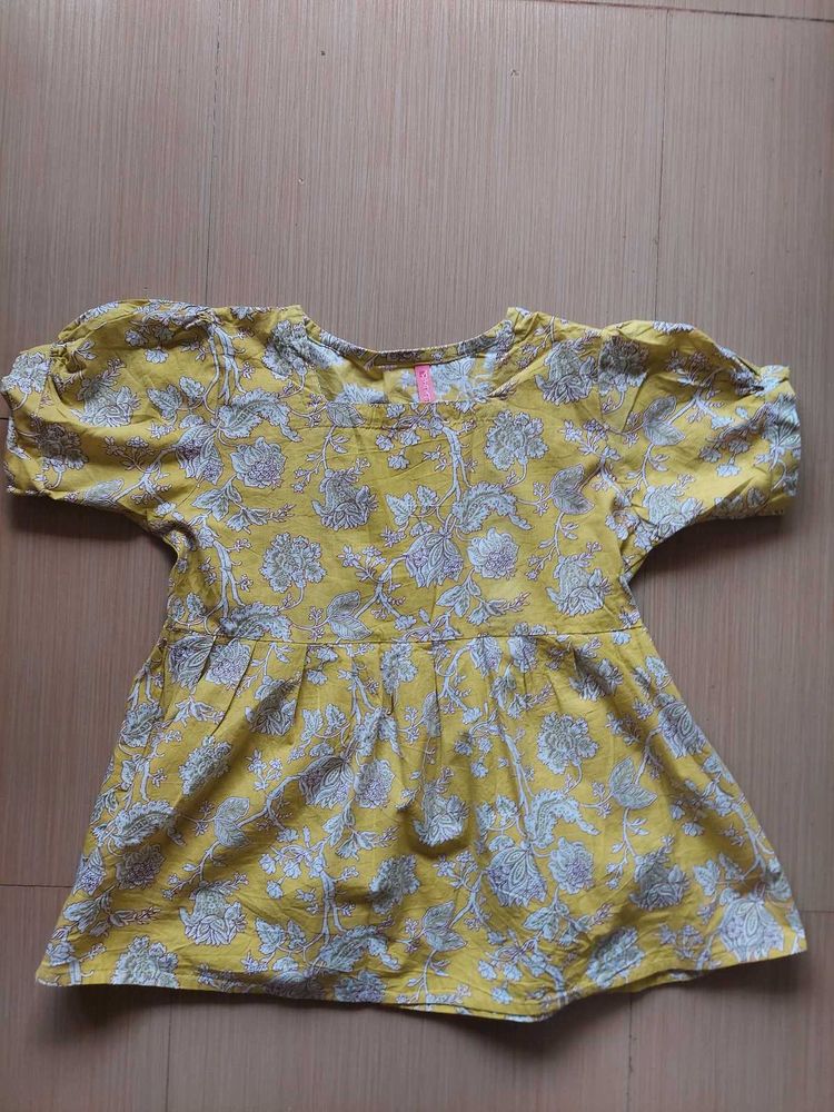 Yellow Floral Print Kurta
