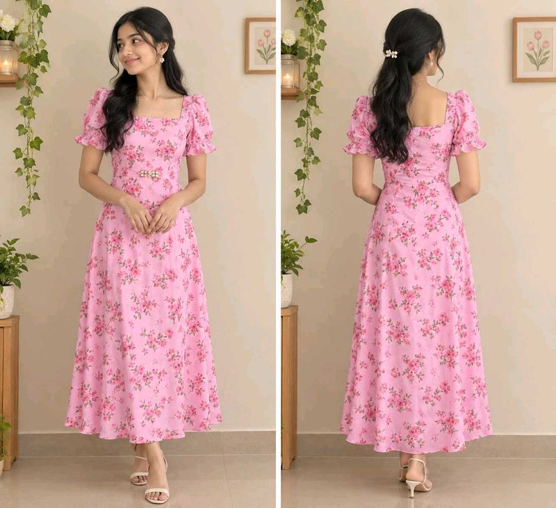 Chic Pink Floral Maxi Dress