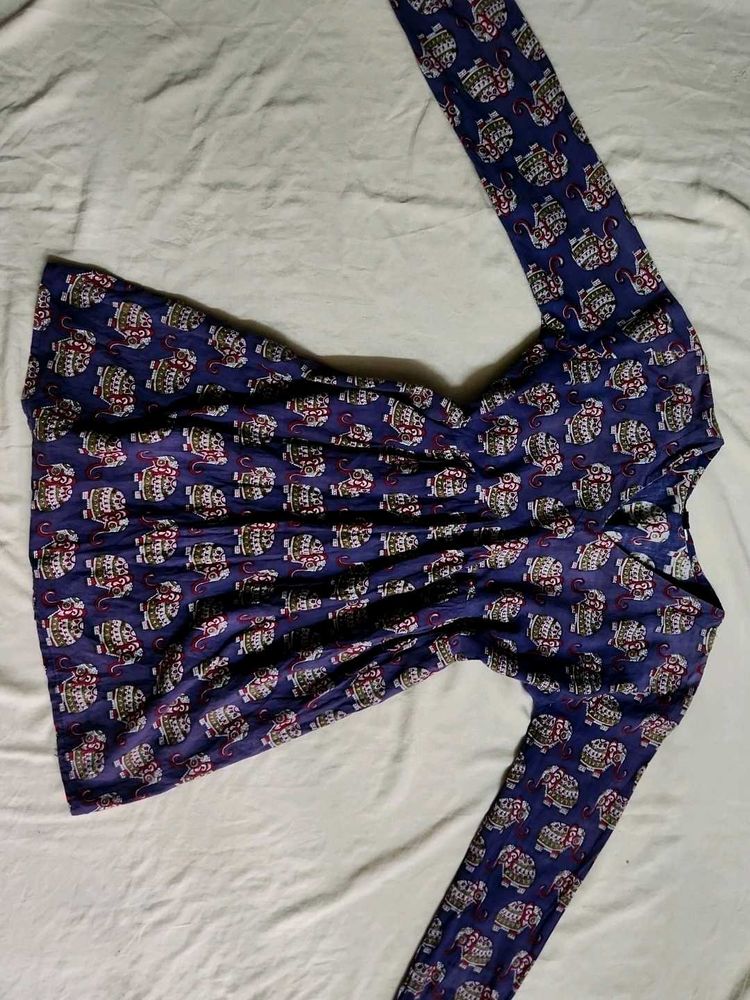 Purple Elephant Print Kurta