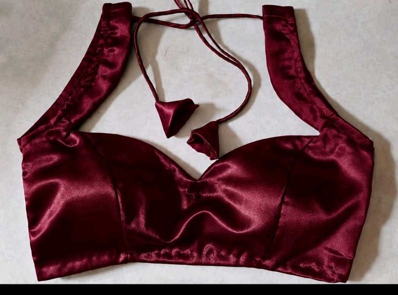 Satin Blouse maroon