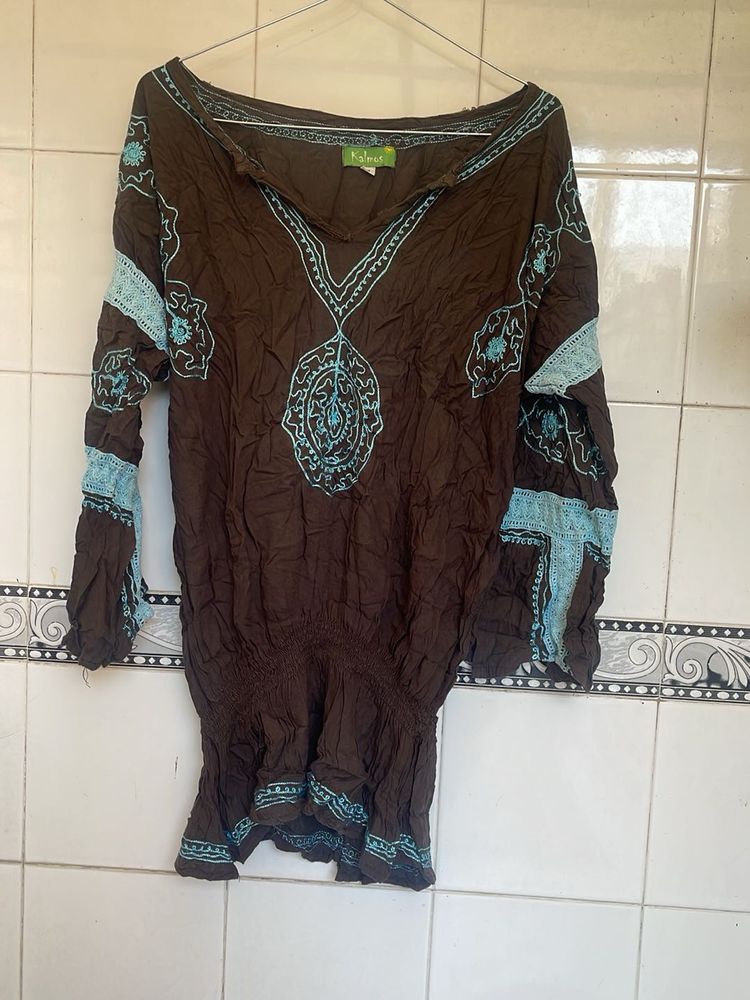 Embroidered Brown Kurta