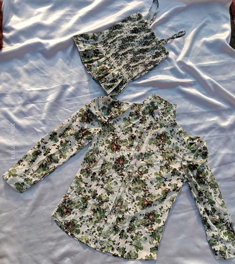 Floral Print Top &amp; Cami Set