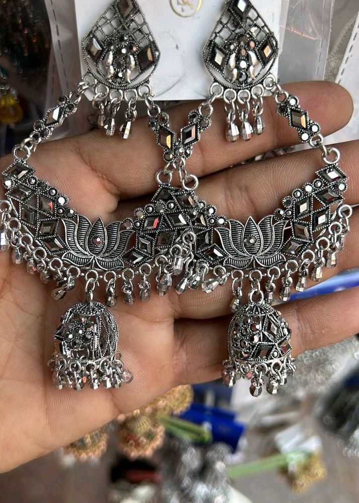 Oxidised Silver Jhumka