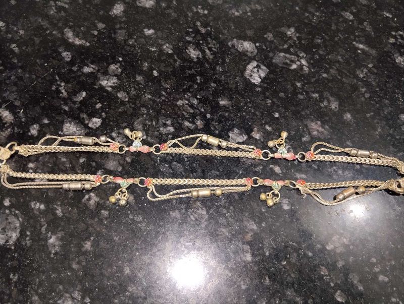 Elegant Silver Anklets with Bells