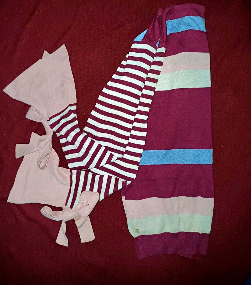 Striped Knit Sweater with Bow Detail