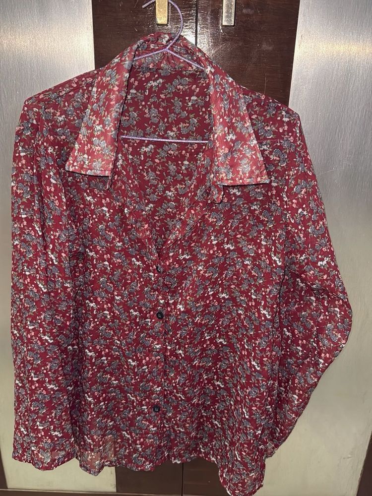 Floral Print Button-Down Shirt
