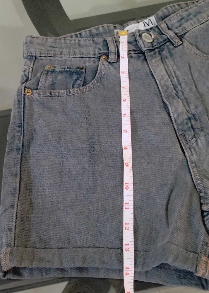Grey Denim Shorts.
