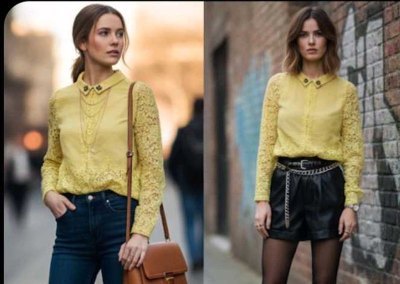 Elegant Yellow Lace Blouse
