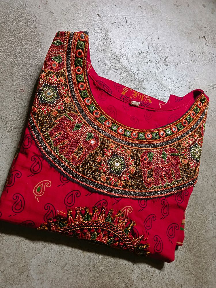 Pure Cotton Red Beautiful Kurta
