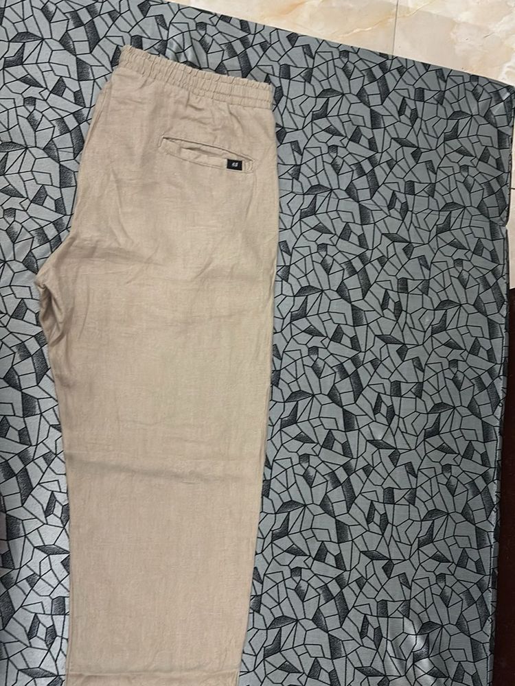 Men's Beige Linen Pants