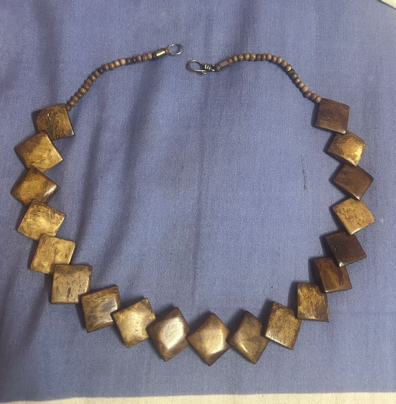 Unique Wooden Diamond Pendant Necklace