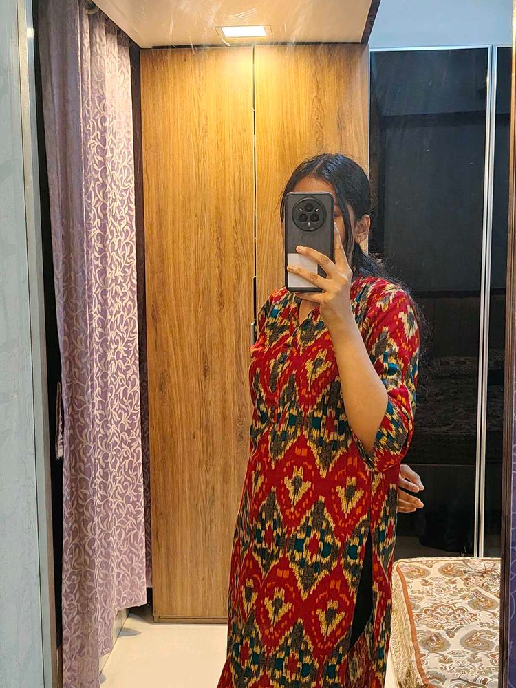 Stylish Red Cotton Kurta
