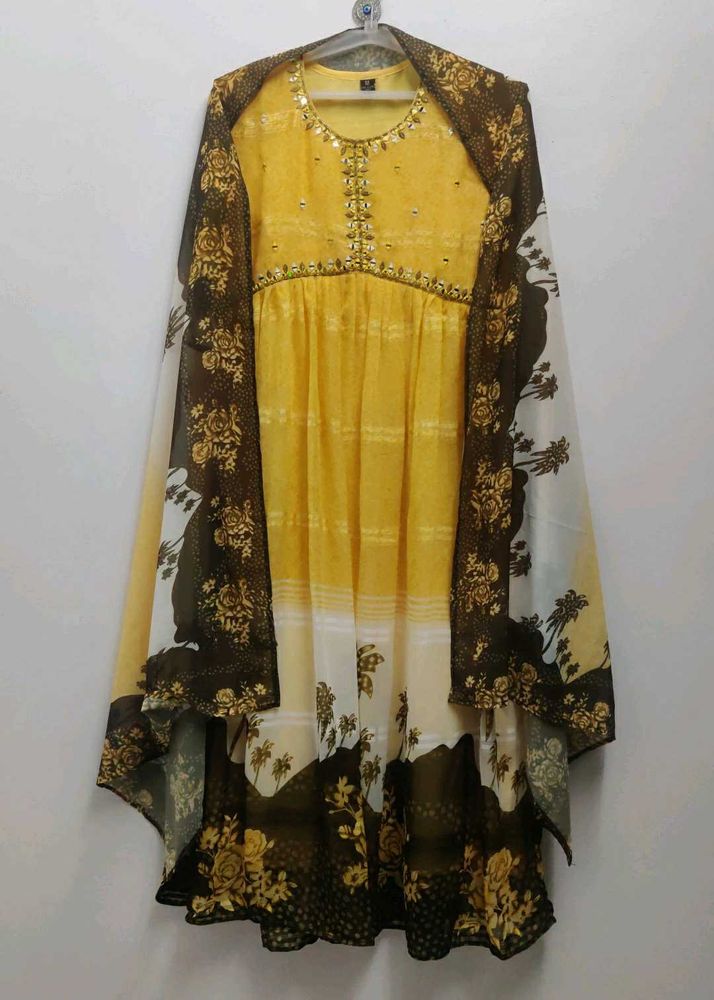 Yellow Kurta with Dupatta Set