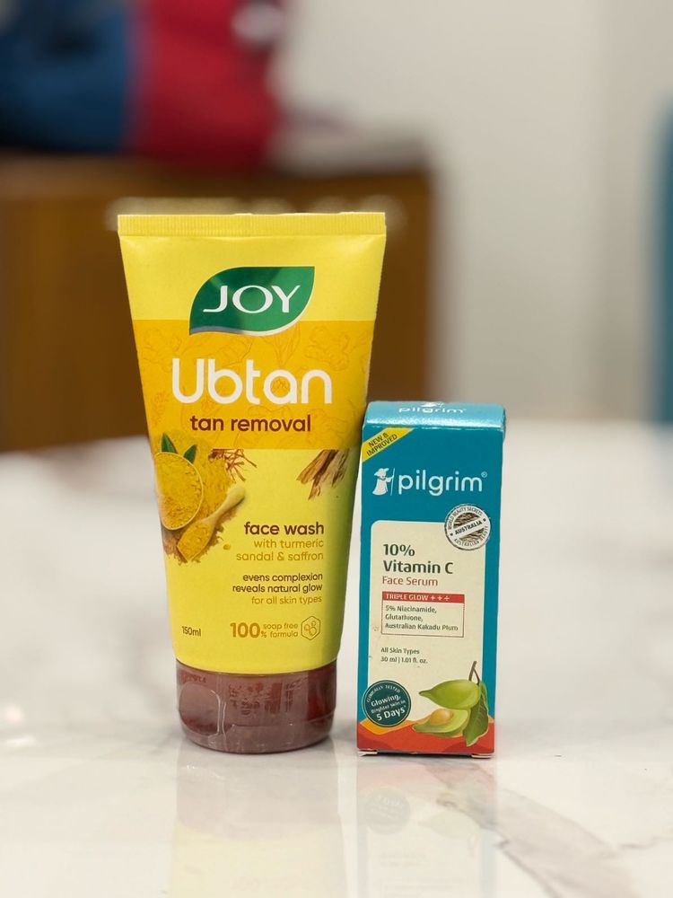 Joy Ubtan Face Wash &amp; Pilgrim Vitamin C Serum