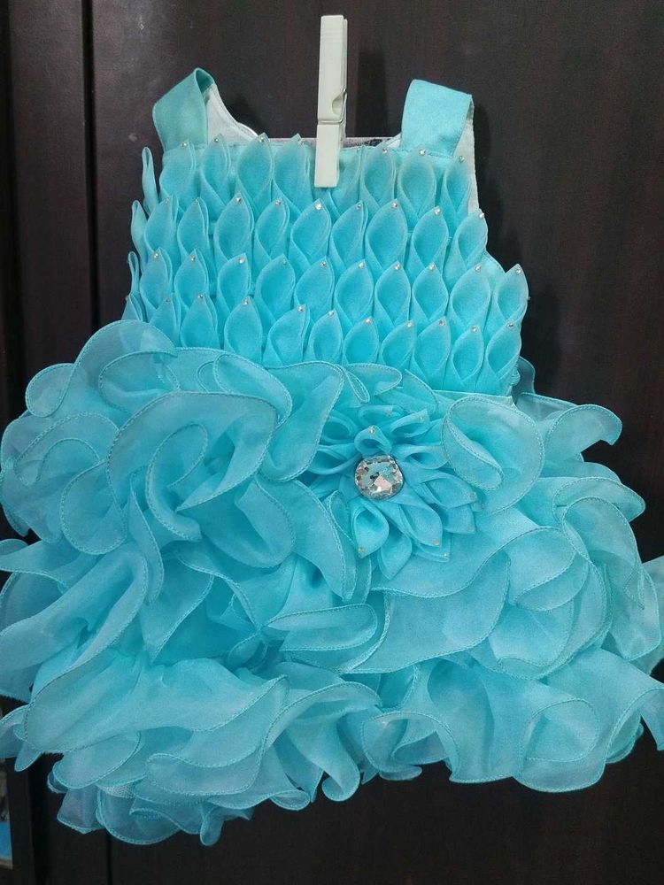 Adorable Aqua Ruffle Dress