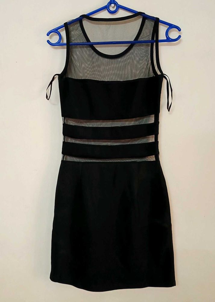 Chic Black Mesh Panel Dress