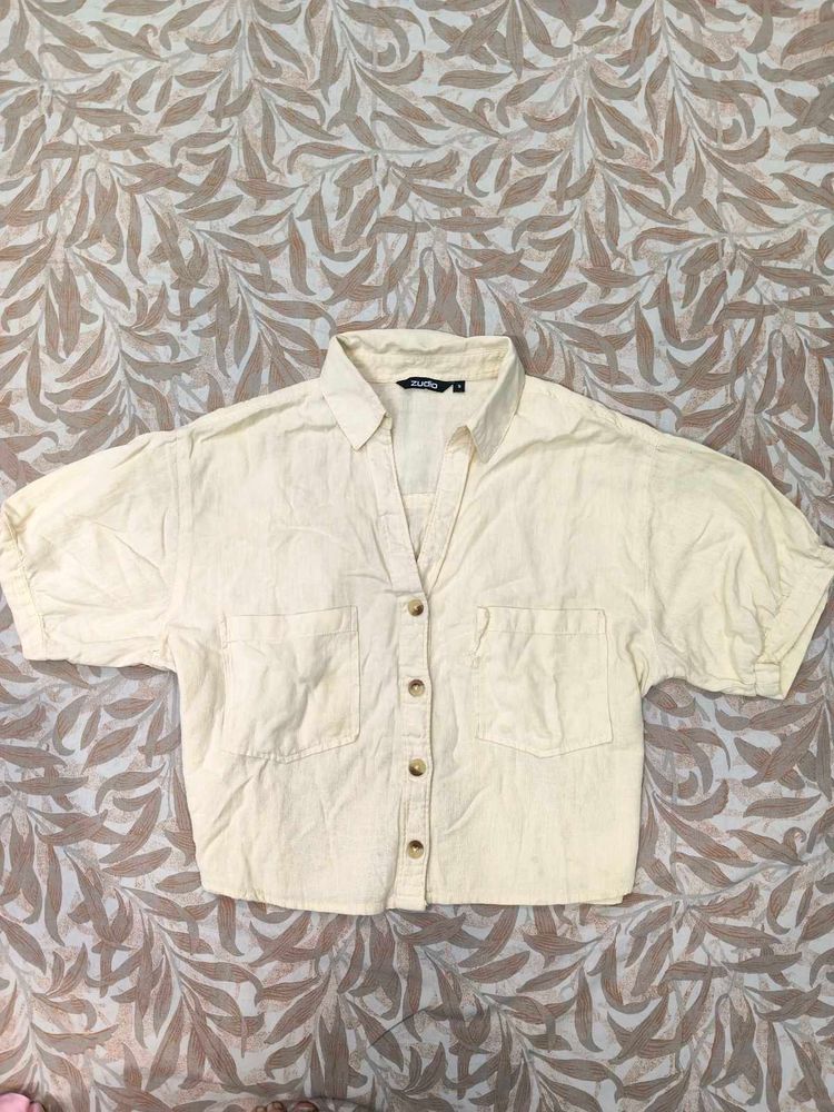 Stylish Cropped Linen Shirt
