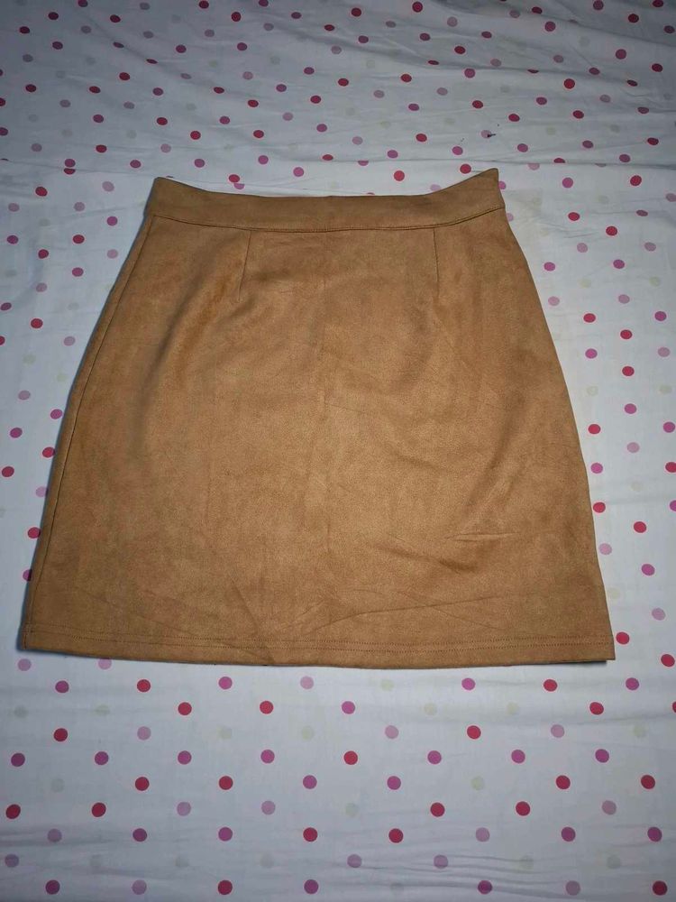 Tan Suede Mini Skirt