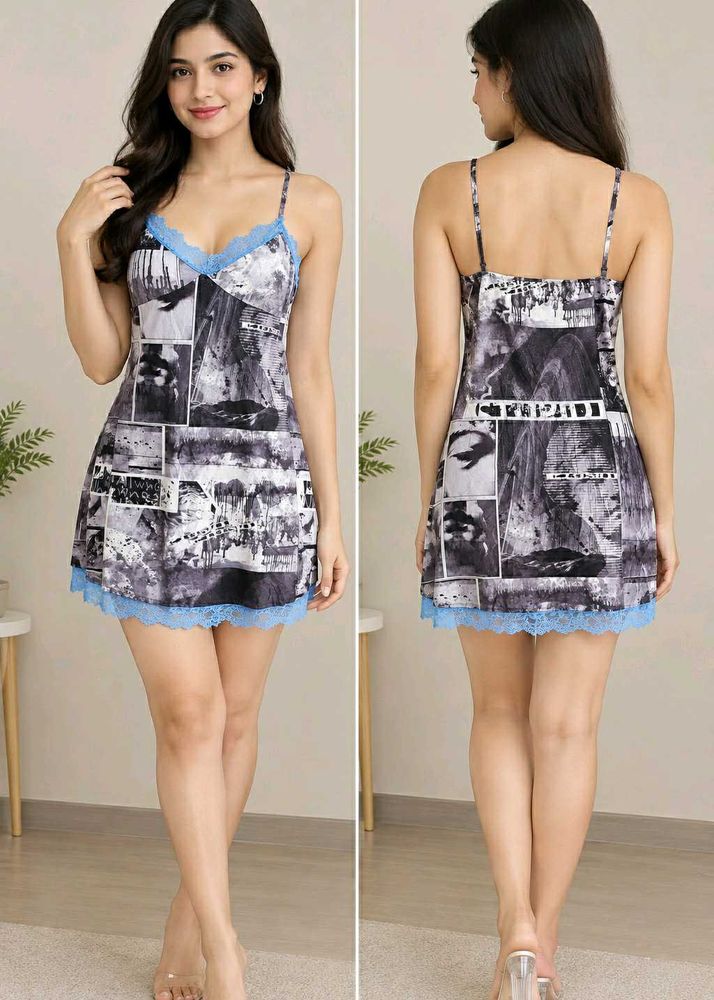 Shein Black and White Graphic Print Mini Dress