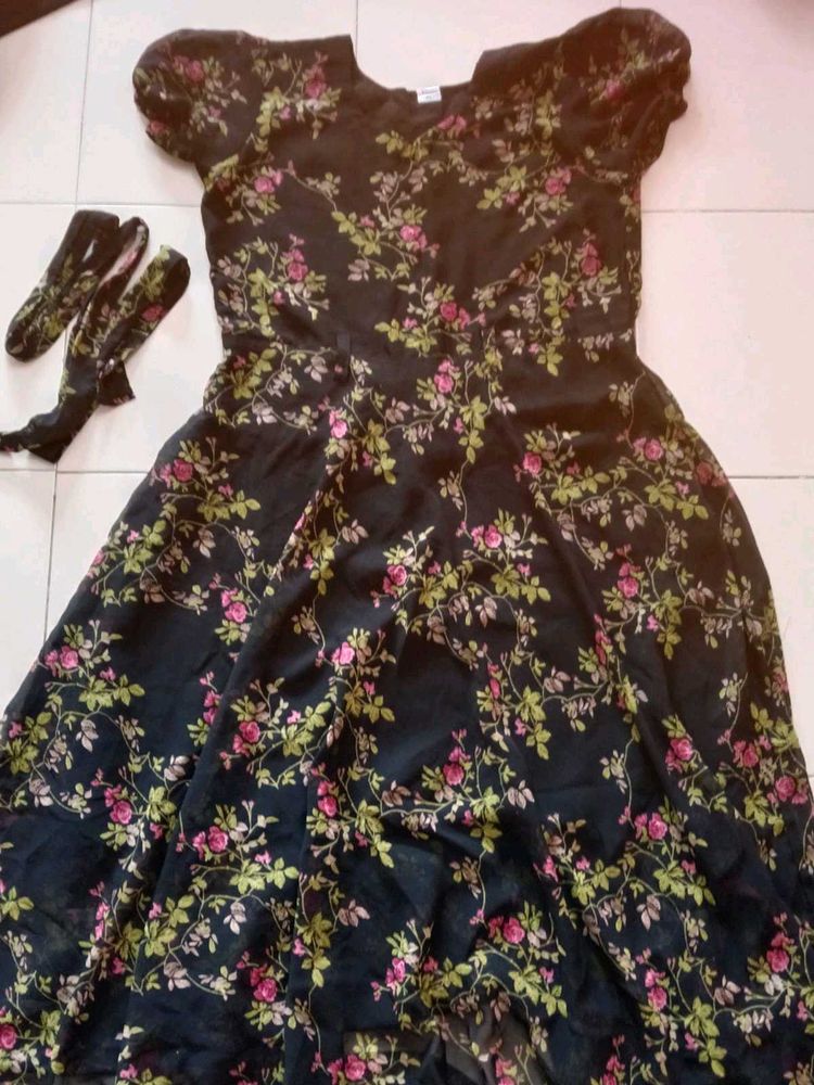 Floral Black Dress