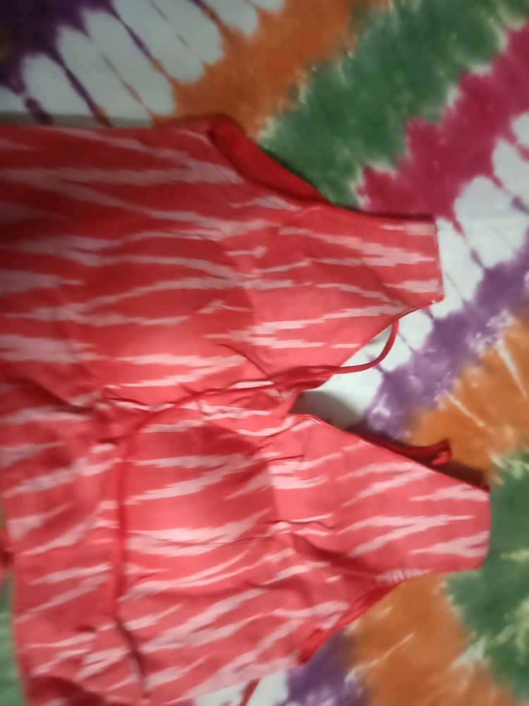 Coral Zebra Print Top