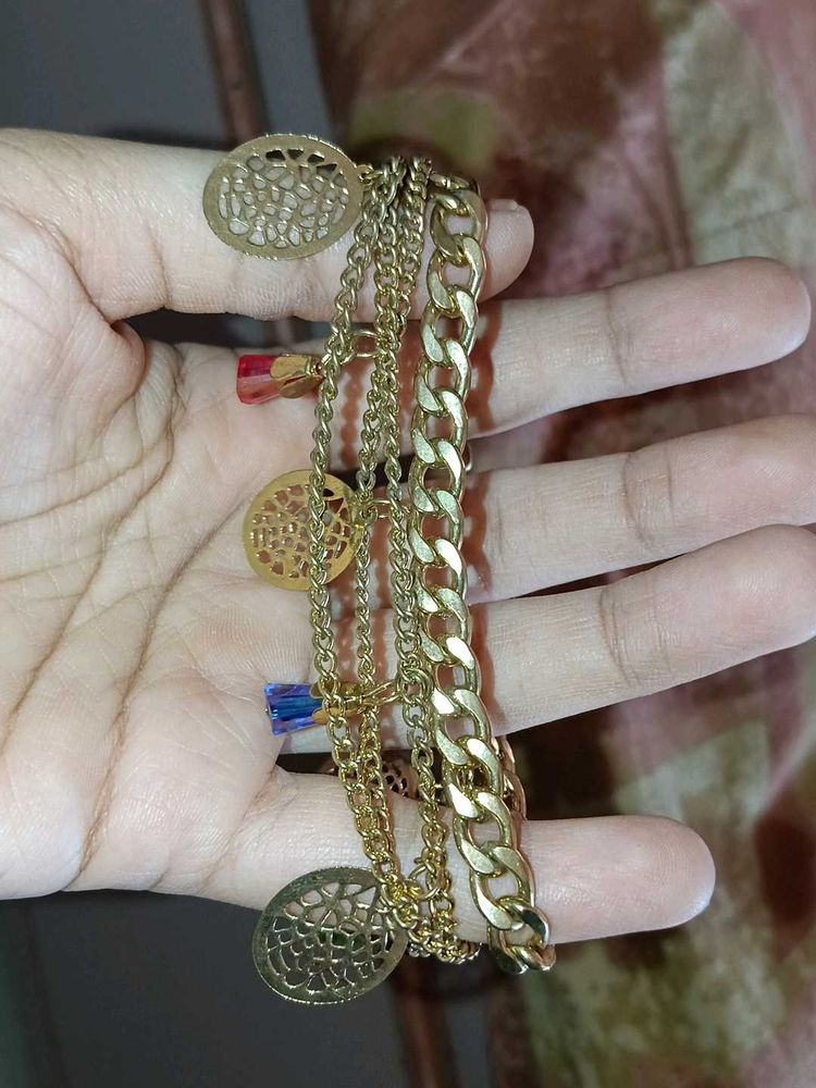 Chunky Gold Chain Bracelet with Charms