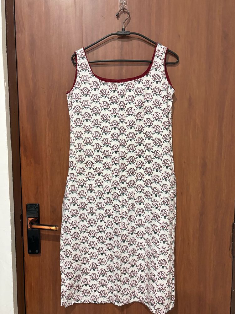 White Kurta with Floral Print