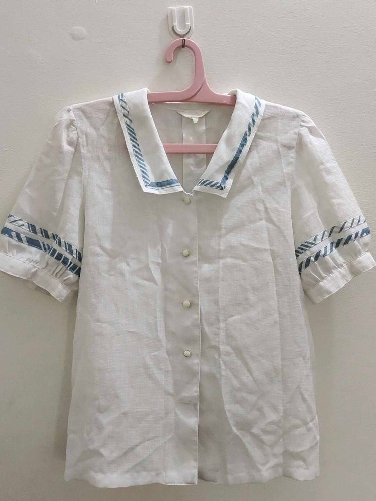 White Sailor Collar Blouse