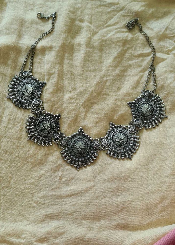 Oxidised Silver Necklace with earrings
