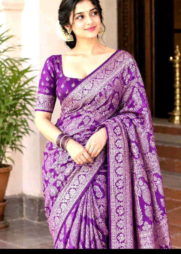 Vibrant Purple Banarasi Silk Saree