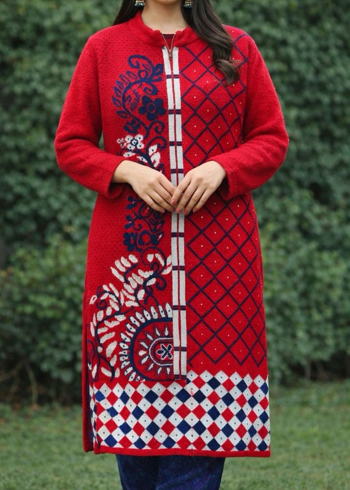 Red Embroidery Kurta