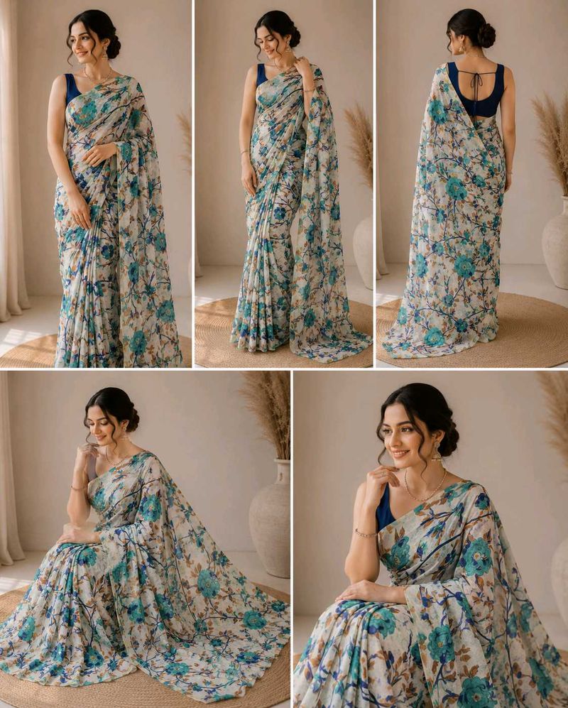 Floral Print Saree with free gift 🎁