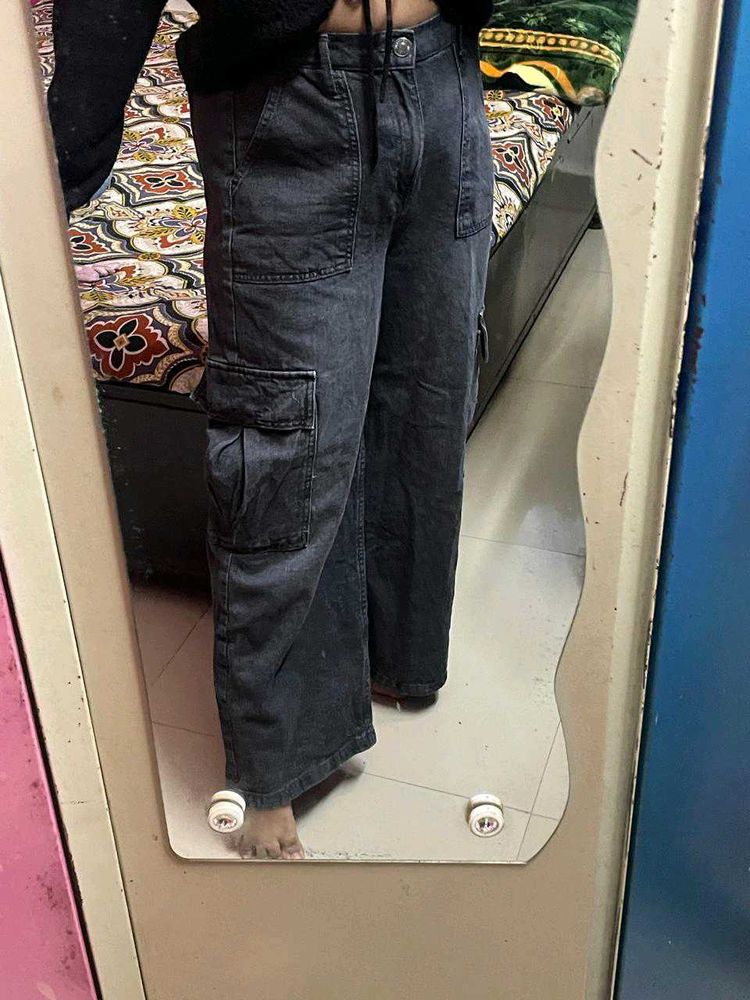 Trendy Black Cargo Pants