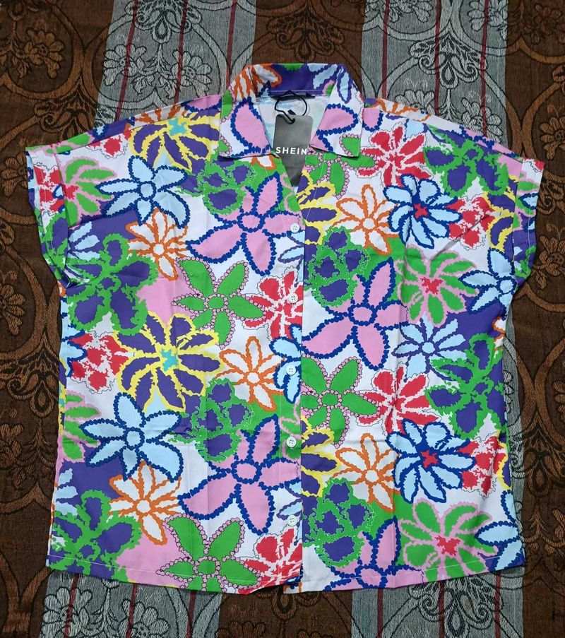 Colorful Floral Button-Up Shirt