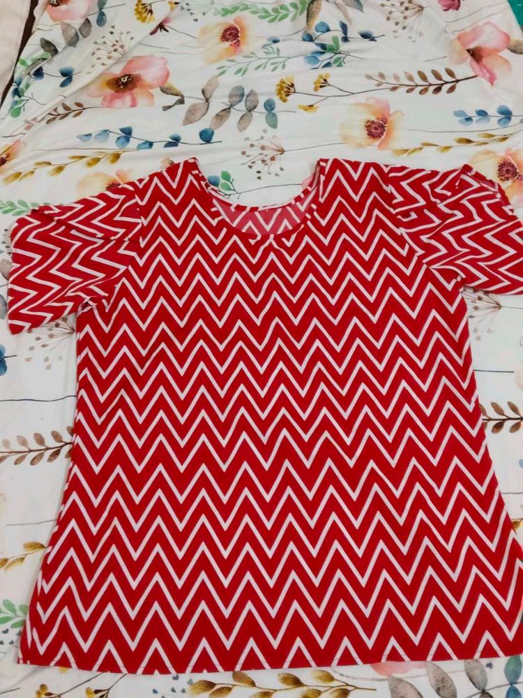 Red Chevron Print Top