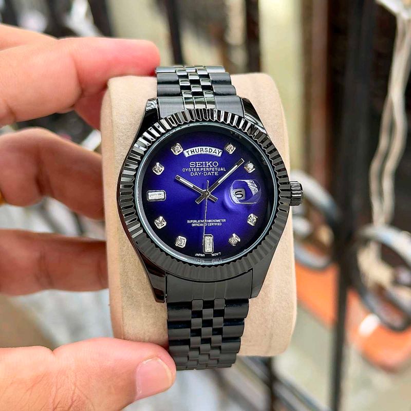 Seiko Day-Date Watch - Blue Dial